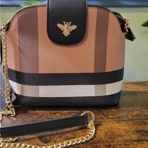 Brown and Black Crossbody Bag with Gold Chain